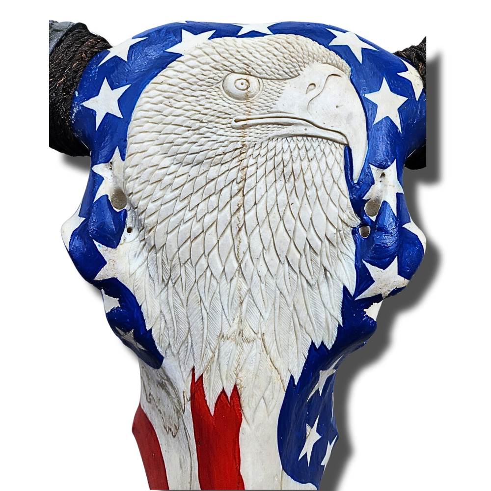 BUFFALO Skull American Eagle Carved