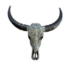 BUFFALO Skull Green Mosaic Glass