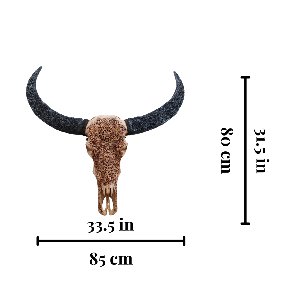 BUFFALO Skull Mandala Lotus Carved