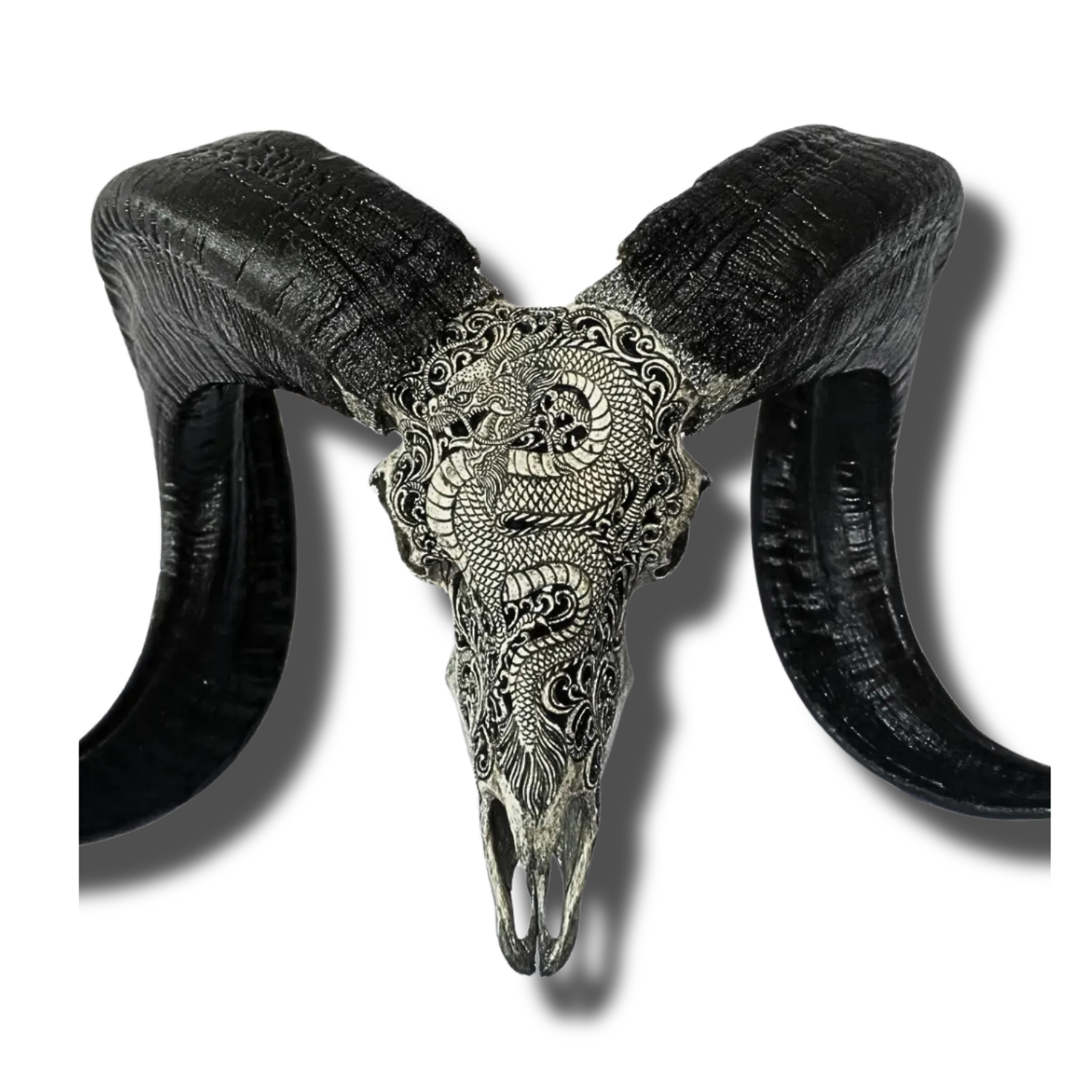 RAM Skull Gray Dragon Carved