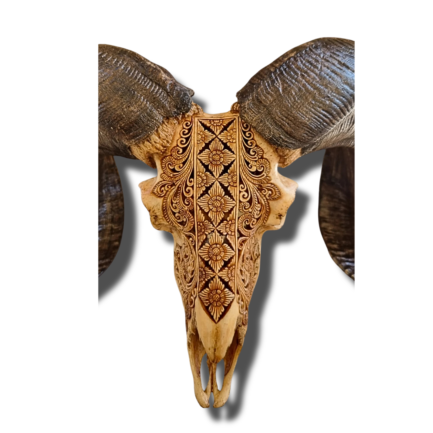 RAM Skull Batik Style Carved