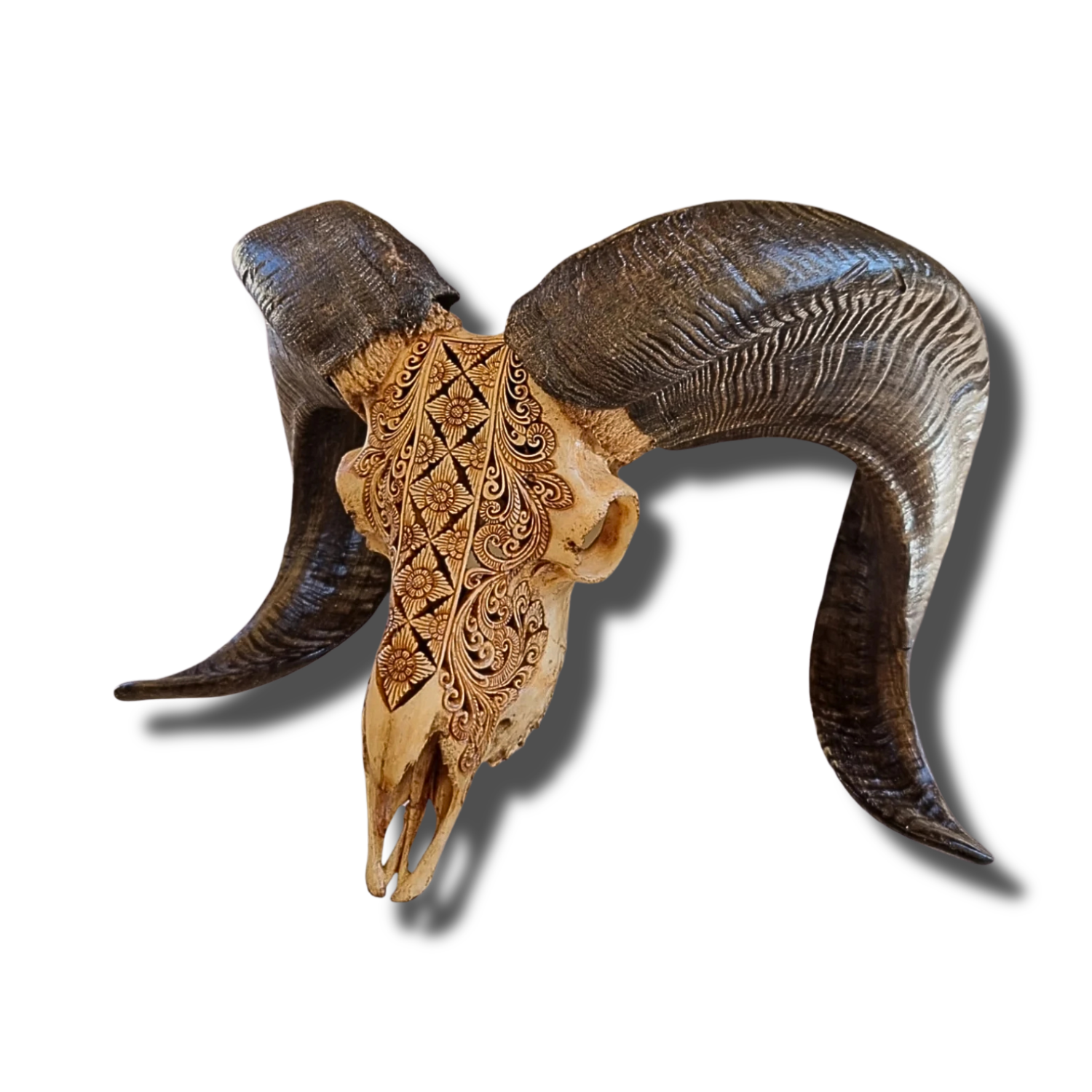 RAM Skull Batik Style Carved