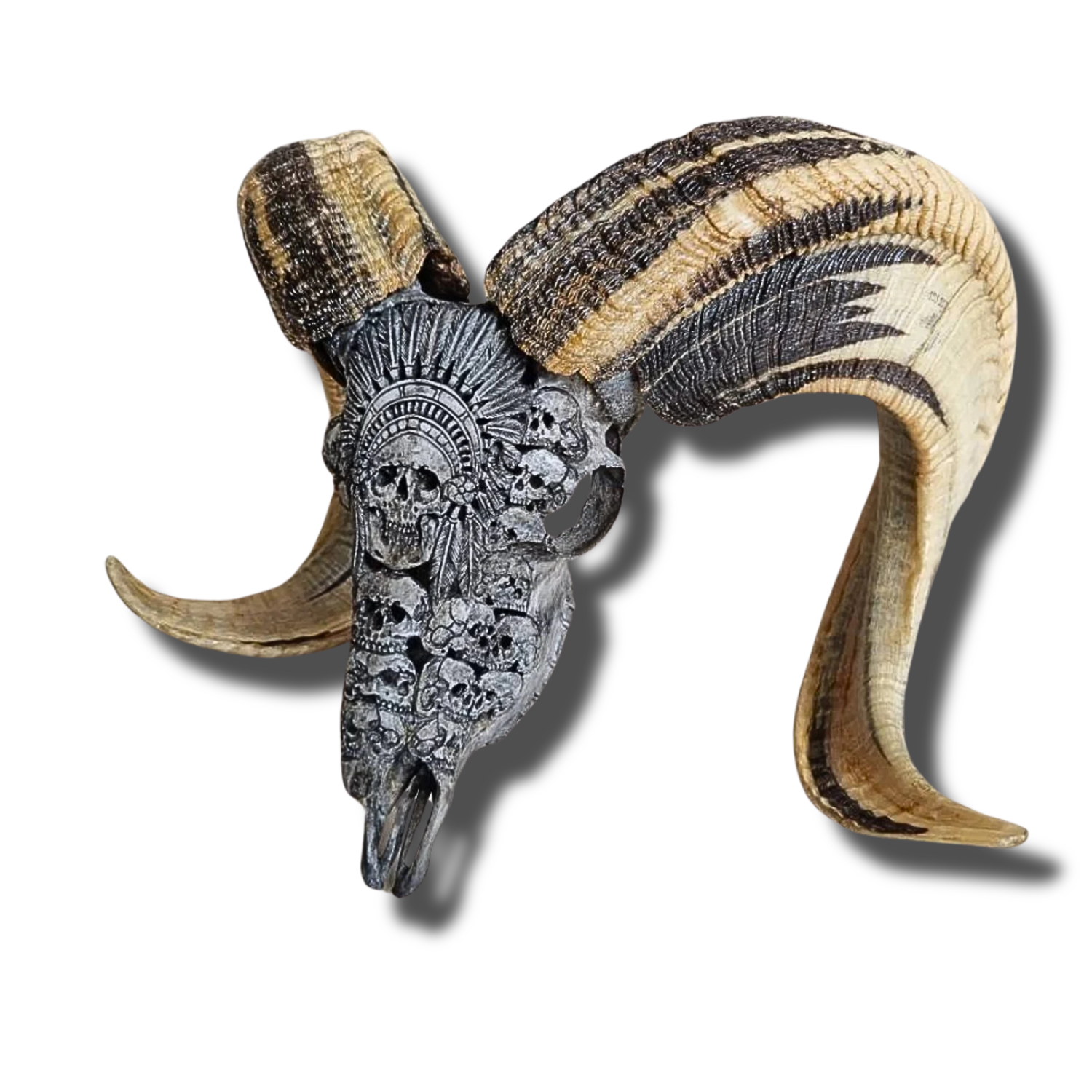 RAM Skull Indian Carved
