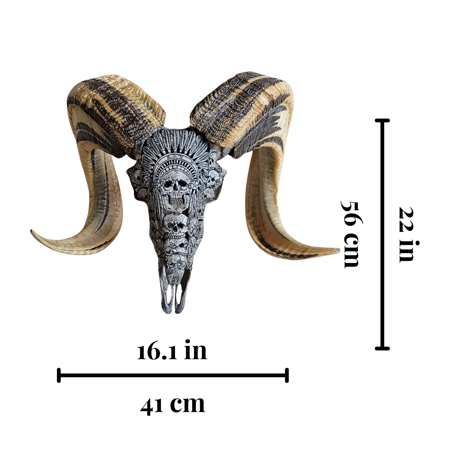 RAM Skull Indian Carved