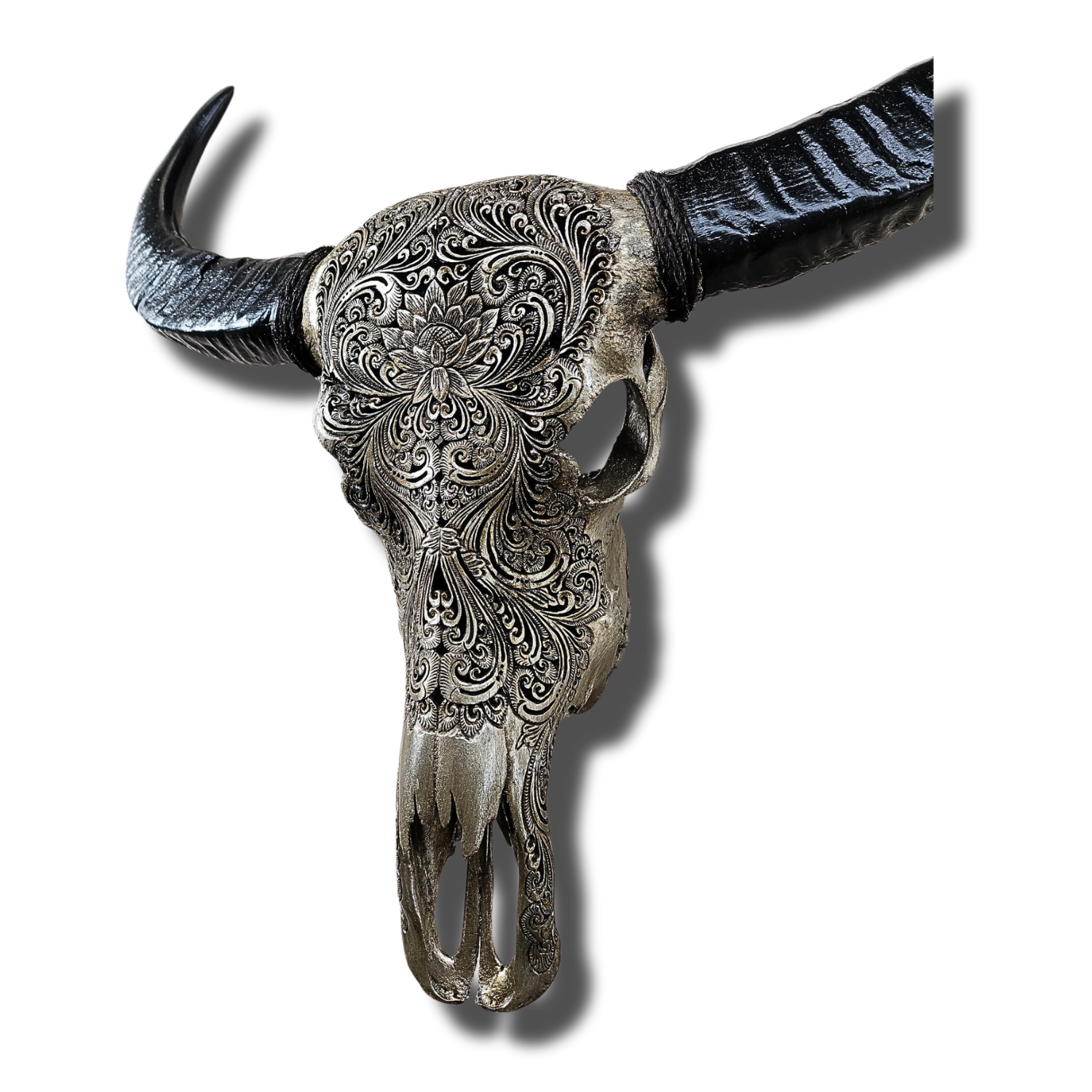 BUFFALO Skull Silver Carved