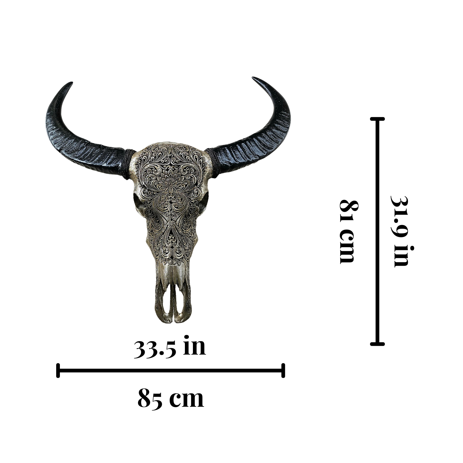 BUFFALO Skull Silver Carved