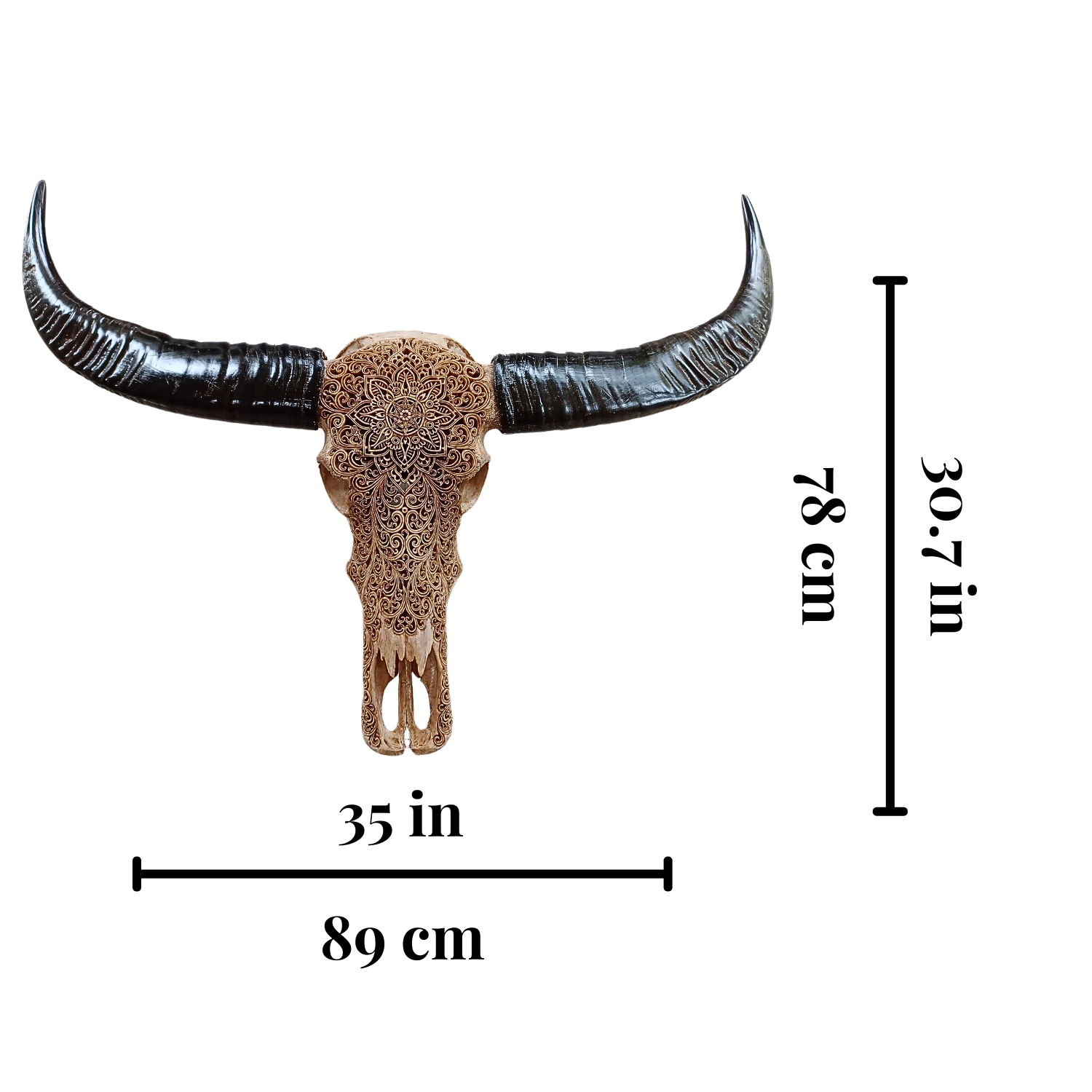 BUFFALO Skull Mandala Carved