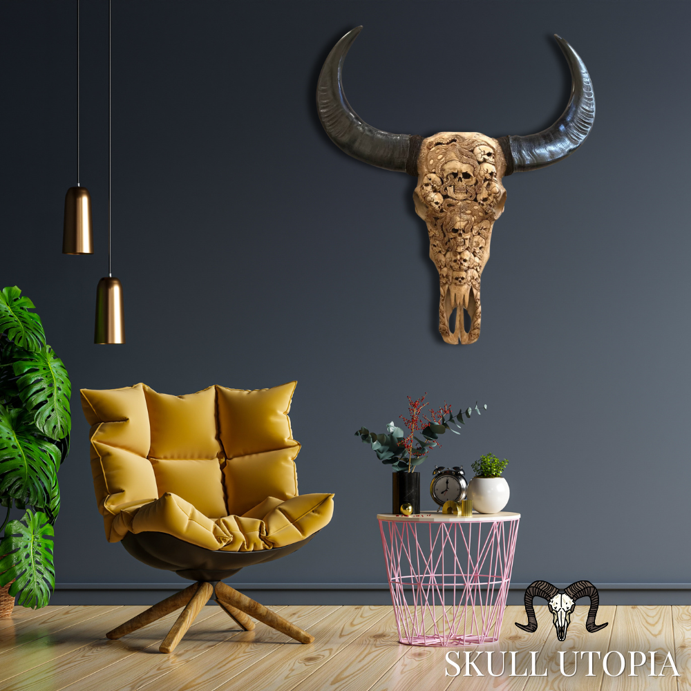 BUFFALO Skull Octopus Carved