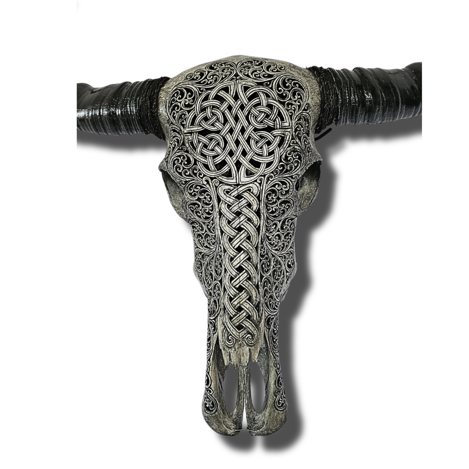 BUFFALO Skull Gray Celtic Carved