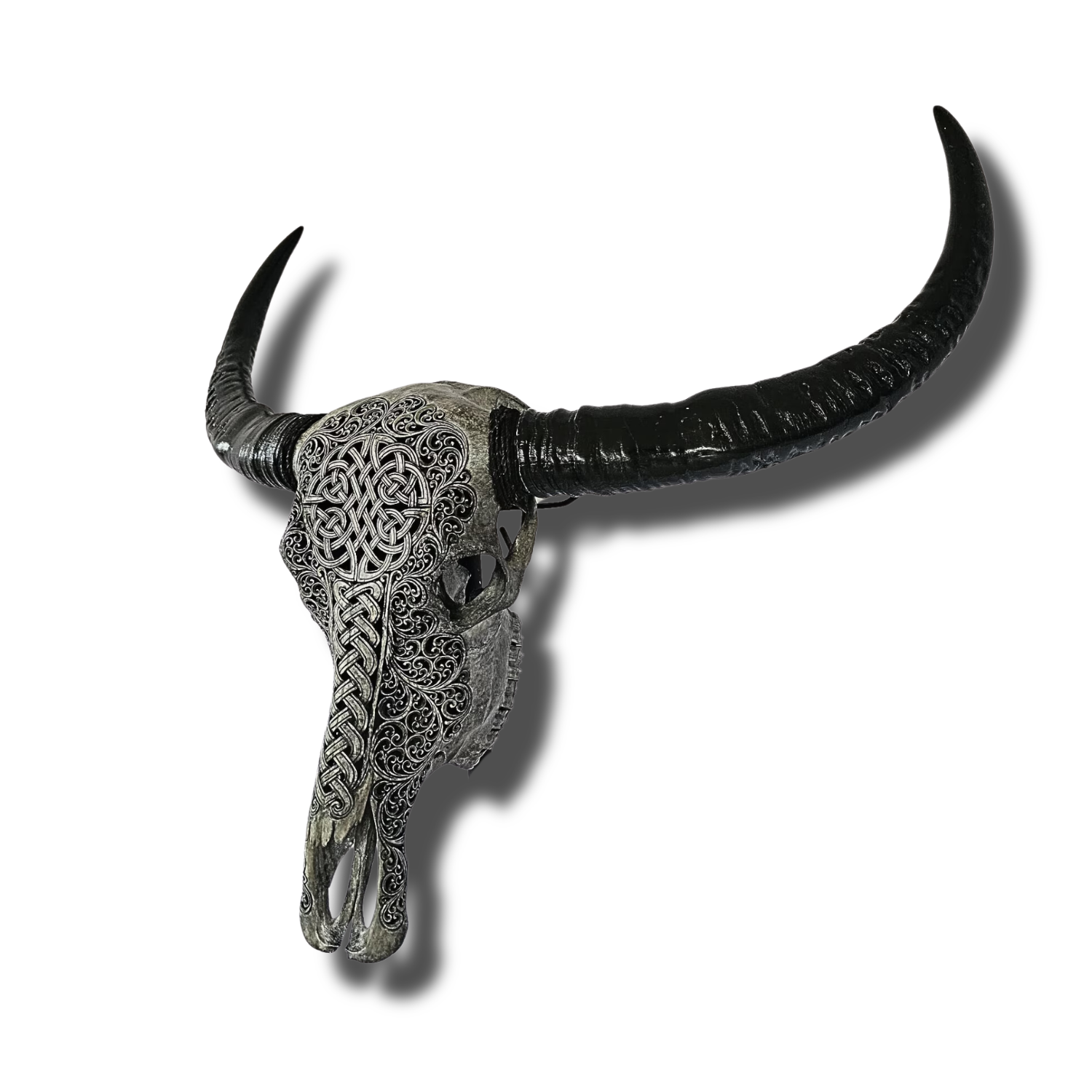 BUFFALO Skull Gray Celtic Carved