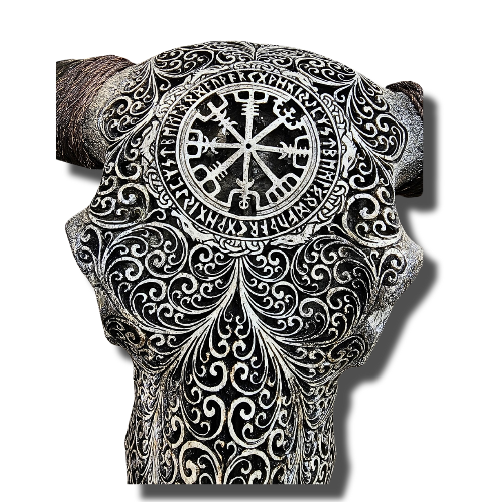 BUFFALO Skull Gray Viking Carved